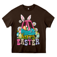 Chocolate Brown Happy Easter toddler car Heavy Core Tee - OliviaCreatesArt