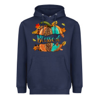 Navy Blessed pumpkin Heavyweight Hoodie - NancyCooperArtShop