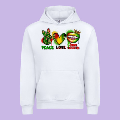Peace Love Juneteenth Urban Hoodie Designed By Fadigitalartstudio