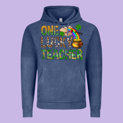 One Lucky Teacher St Patricks Vintage Hoodie Designed By Nancycooperartshop
