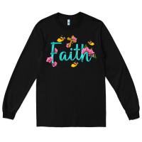 Black faith with flower and butterfly Long Sleeve Tee - NancyCooperArtShop