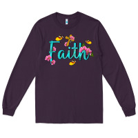 Plum faith with flower and butterfly Long Sleeve Tee - NancyCooperArtShop