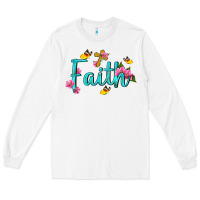 White faith with flower and butterfly Long Sleeve Tee - NancyCooperArtShop
