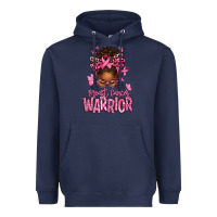 Navy brest cancer warrior afro messy bun Heavyweight Hoodie - texasbilliewilder