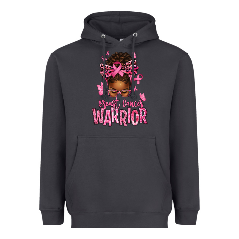 Brest Cancer Warrior Afro Messy Bun Heavyweight Hoodie by texasbilliewilder | Teevron