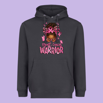 Brest Cancer Warrior Afro Messy Bun Heavyweight Hoodie Designed By Texasbilliewilder