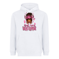 White brest cancer warrior afro messy bun Heavyweight Hoodie - texasbilliewilder