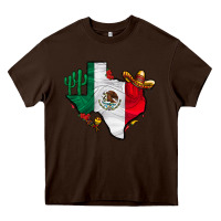 Chocolate Brown mexica texas Heavy Core Tee - CowhideDigitalArt