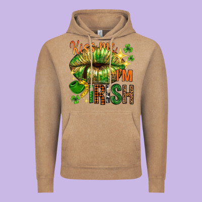 Kiss Me Im Irish With Lip Vintage Hoodie Designed By Nancycooperartshop