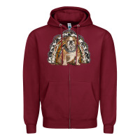 English Bulldog Rainbow Zipper Hoodie | Teevron