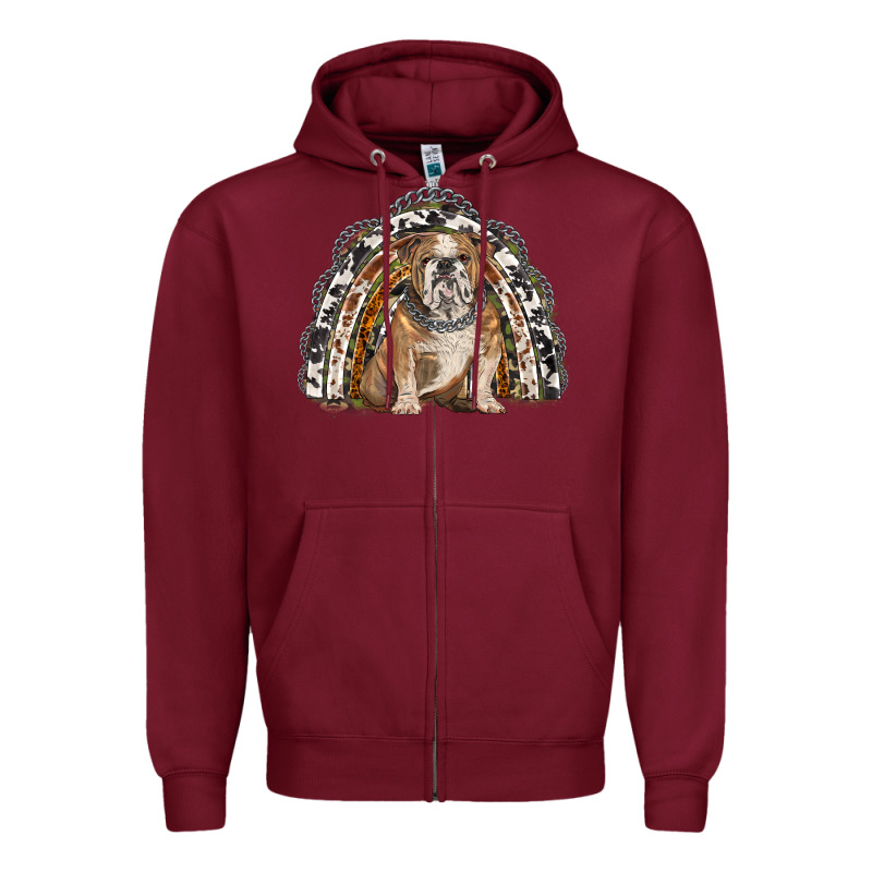 English Bulldog Rainbow Zipper Hoodie by BarkalooDesign | Teevron