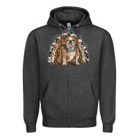 Charcoal Heather english bulldog rainbow Zipper Hoodie - BarkalooDesign