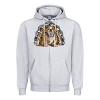 Heather Grey english bulldog rainbow Zipper Hoodie - BarkalooDesign