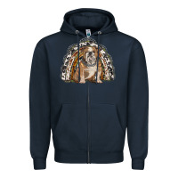 Navy english bulldog rainbow Zipper Hoodie - BarkalooDesign