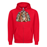 Red english bulldog rainbow Zipper Hoodie - BarkalooDesign
