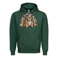 Sports Green english bulldog rainbow Zipper Hoodie - BarkalooDesign
