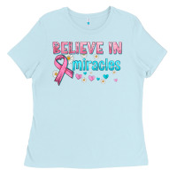 Baby Blue believe in miracles with ribbon Ladies Tee - HRA Design Shop