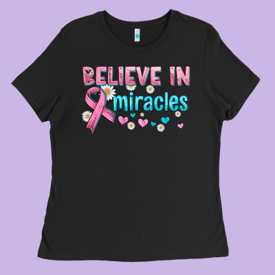 Believe In Miracles With Ribbon Ladies Tee Designed By Hra Design Shop