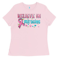 Bubblegum Pink believe in miracles with ribbon Ladies Tee - HRA Design Shop