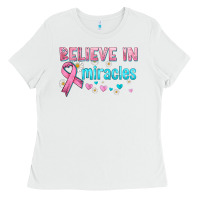 White believe in miracles with ribbon Ladies Tee - HRA Design Shop
