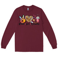Burgundy peace love nursing Long Sleeve Tee - MaliasSmallBusiness