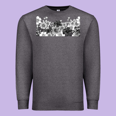 Black And White Floral Premium Sweatshirt Designed By Tumblerdesignbyshophia