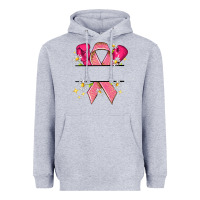 Heather Grey Personalized Breast Cancer ribbon Heavyweight Hoodie - NancyCooperArtShop