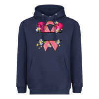 Navy Personalized Breast Cancer ribbon Heavyweight Hoodie - NancyCooperArtShop