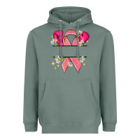 Sage Personalized Breast Cancer ribbon Heavyweight Hoodie - NancyCooperArtShop
