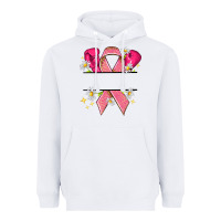 White Personalized Breast Cancer ribbon Heavyweight Hoodie - NancyCooperArtShop