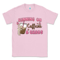 Bubblegum Pink running on caffeine & chaos Classic Tee - MaliasSmallBusiness