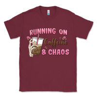 Burgundy running on caffeine & chaos Classic Tee - MaliasSmallBusiness