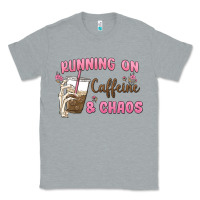 Heather Grey running on caffeine & chaos Classic Tee - MaliasSmallBusiness