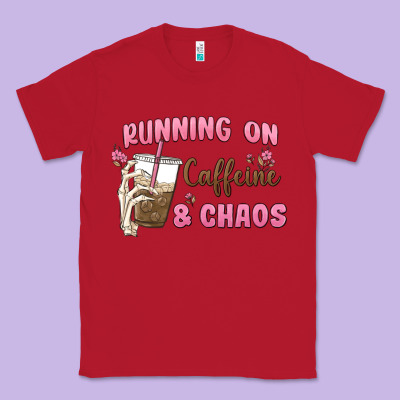 Running On Caffeine & Chaos Classic Tee Designed By Maliassmallbusiness
