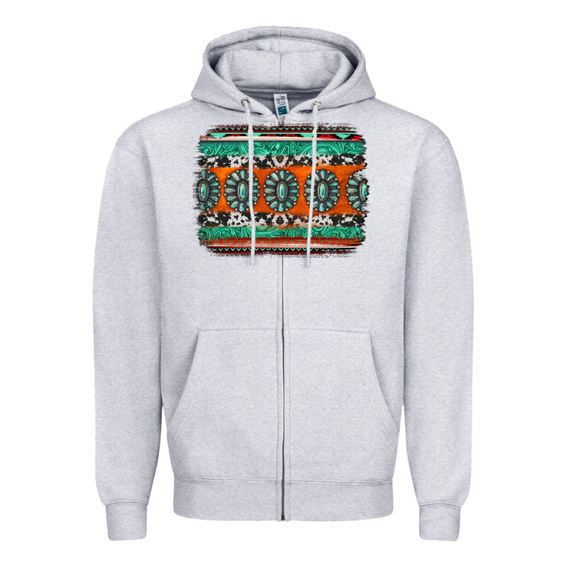 Turquoise Western Background Zipper Hoodie by Jasminsmagicworld | Teevron