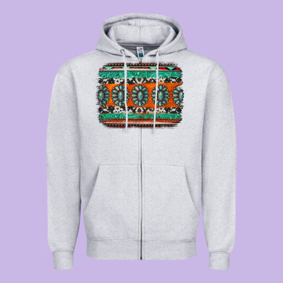 Turquoise Western Background Zipper Hoodie Designed By Jasminsmagicworld