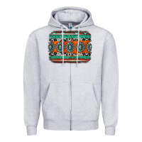 Heather Grey turquoise western background Zipper Hoodie - Jasminsmagicworld