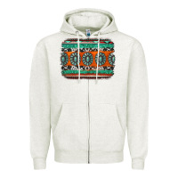 Oatmeal Heather turquoise western background Zipper Hoodie - Jasminsmagicworld