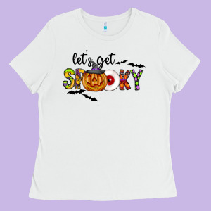 Let's Get Spooky Ladies Tee Designed By Cowhidedigitalart