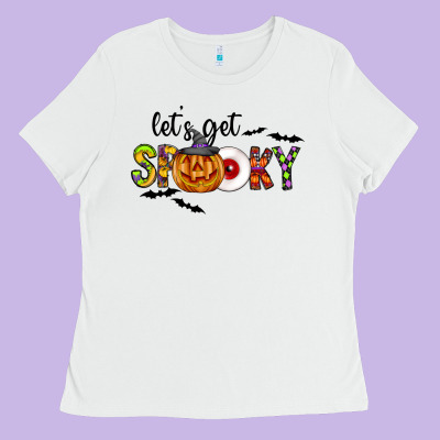 Let's Get Spooky Ladies Tee Designed By Cowhidedigitalart