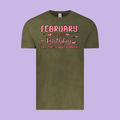 February Is My Birthday Yes The Whole Month Malia Vintage Tee Designed By Maliassmallbusiness