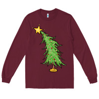 Burgundy trendy christmas tree Long Sleeve Tee - MaliasSmallBusiness