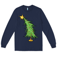 Navy trendy christmas tree Long Sleeve Tee - MaliasSmallBusiness