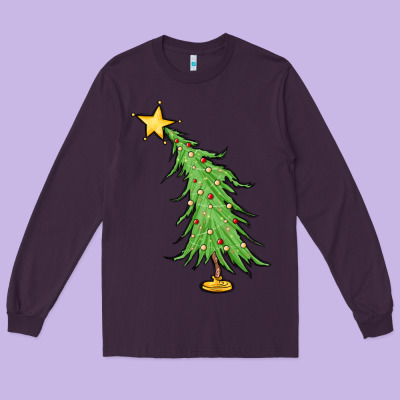 Trendy Christmas Tree Long Sleeve Tee Designed By Maliassmallbusiness