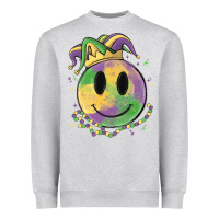 Heather Grey smiley face mardi gras Heavyweight Sweatshirt - MaliasSmallBusiness