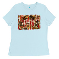 Baby Blue america, cowhide, leopard backgraund Ladies Tee - JahusDesignShop