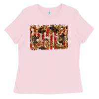 Bubblegum Pink america, cowhide, leopard backgraund Ladies Tee - JahusDesignShop
