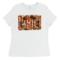White america, cowhide, leopard backgraund Ladies Tee - JahusDesignShop