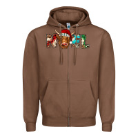 Chestnut noel highland cow Zipper Hoodie - Jasminsmagicworld