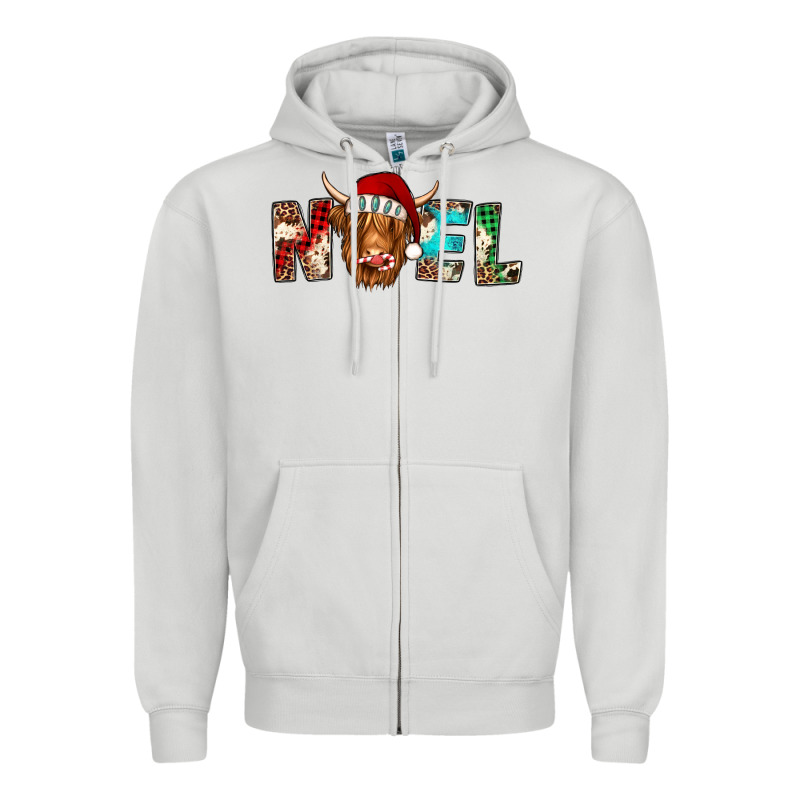 Noel Highland Cow Zipper Hoodie by Jasminsmagicworld | Teevron